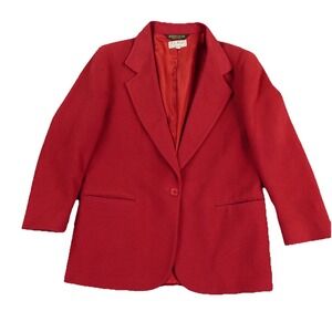 VTG LL Bean Wool Cashmere Blazer Womens Red Jacket 6P Made‎ USA